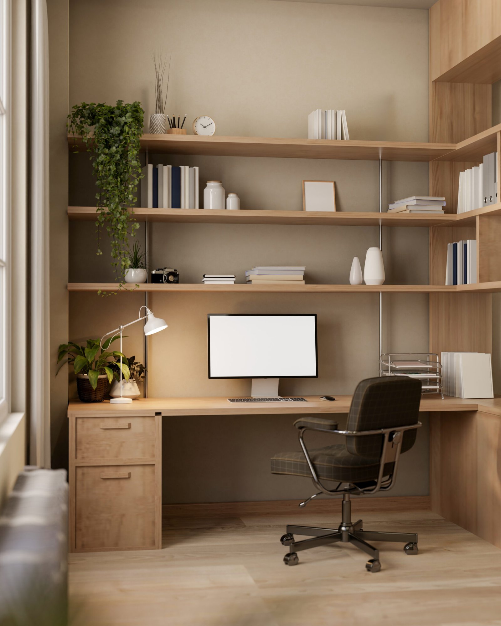 Cozy contemporary home office workspace