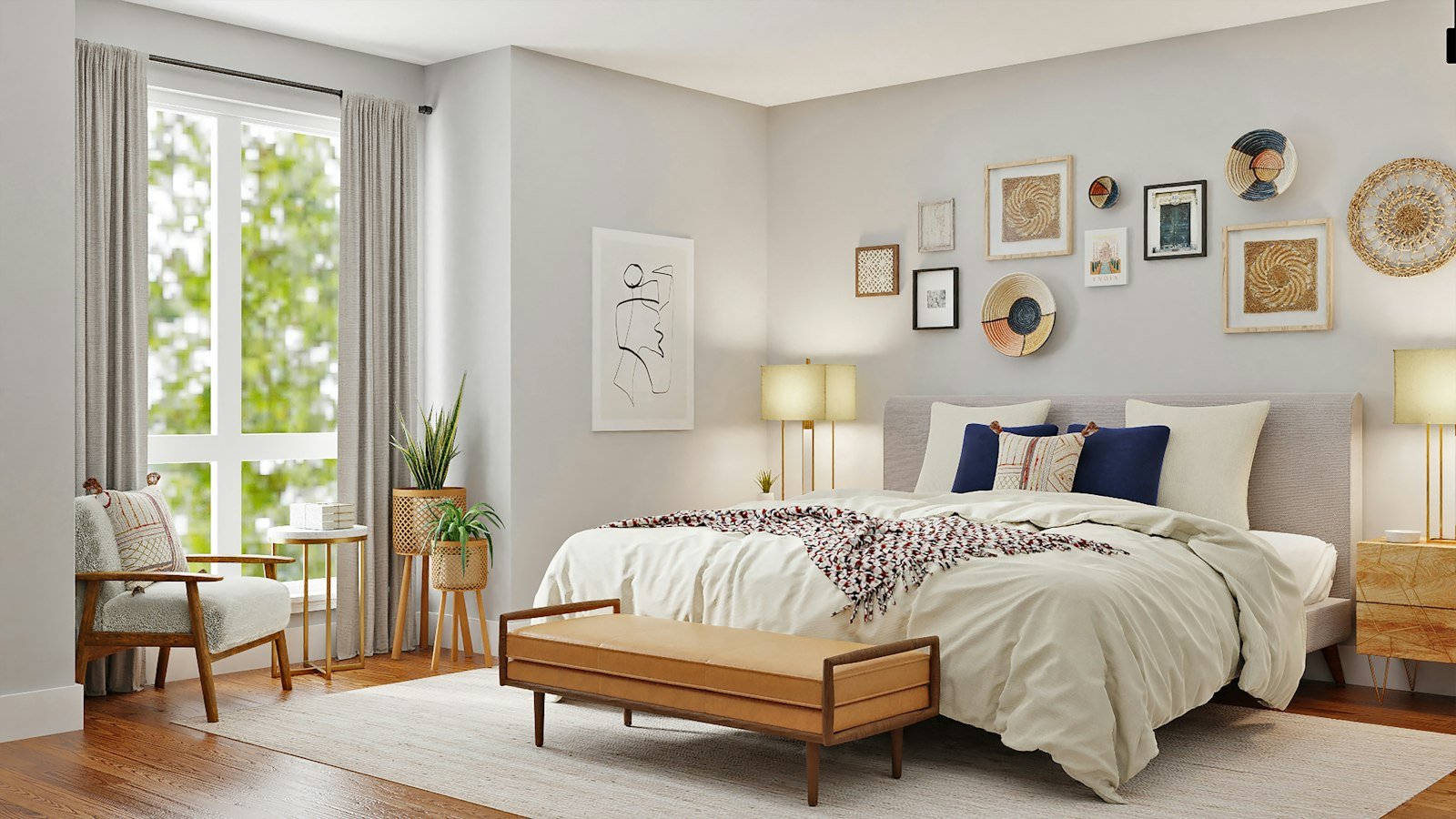 Cozy modern bedroom interior